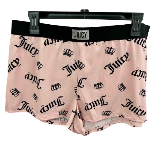 NEW Juicy Couture Pink Button Up Shirt And Shorts Pajama Set Size Medium - Picture 5 of 14